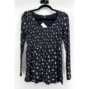 American Eagle Smocked Peplum Floral Shirt Women's Size S NWT